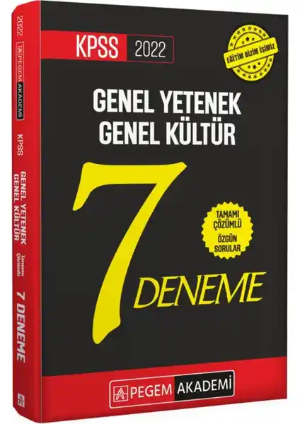 Pegem Akademi 2022 KPSS Tamamı Çözümlü 7 Deneme Sınav Seti – Genel Yetenek ve Kültür