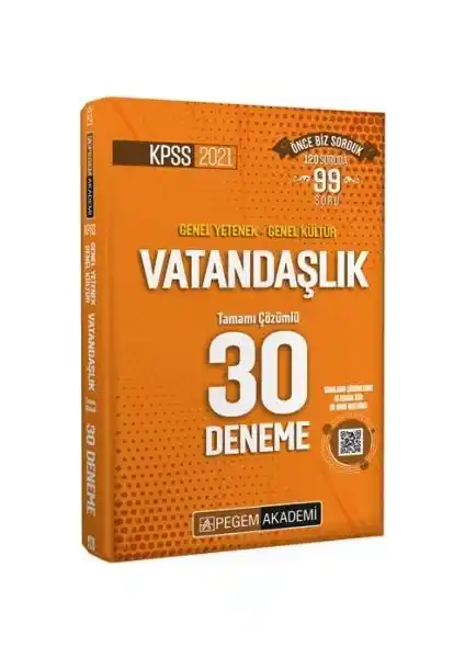 Pegem Akademi KPSS 2021 Genel Yetenek ve Vatandaşlık 30 Deneme Sınav Kitabı