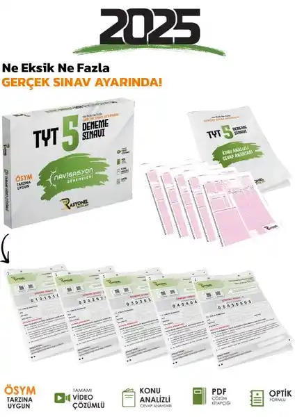 Rasyonel Yayınları 2025-2026 TYT Tüm Dersler Navigasyon 5'li Deneme Seti Sınav Hazırlık Kaynağı