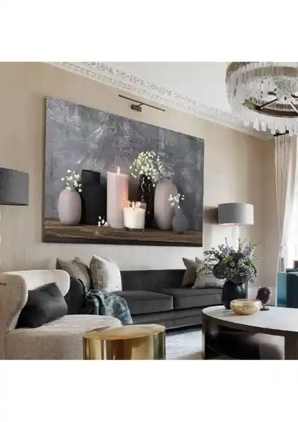 Trade Ays Antrasit Gri Mum Kombini ve Wisteria Çiçeği Ağacı Kanvas Tablo Karşılaştırması