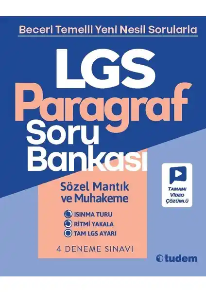 Tudem Yayınları 8. Sınıf LGS Paragraf Soru Bankası Sınava Hazırlık ve Öğrenme Kaynağı