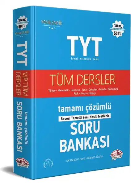 TYT Tüm Dersler Tamamı Çözümlü Soru Bankası Öğrencilerin Sınav Hazırlığında Kapsamlı Kaynağı