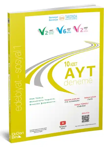 ÜçDörtBeş Yayınları AYT 10’lu Edebiyat Sosyal 1 Deneme Sınava Hazırlık Kitabı
