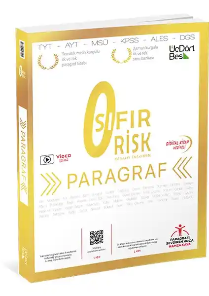 ÜçDörtBeş Yayınları Sıfır Risk Paragraf Kitabı ile sınavlara etkili hazırlık