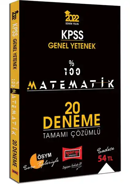 Yargı Yayınevi KPSS 2022 Matematik Tamamı Çözümlü 20 Deneme Sınava Hazırlık Kaynağı