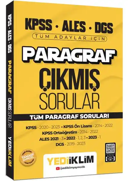 Yediiklim 2024 KPSS ALES Paragraf Çıkmış Sorular Kitabı İncelemesi