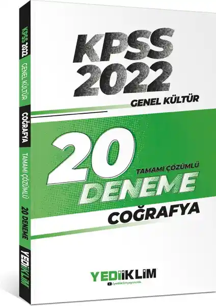Yediiklim Yayınları 2022 KPSS Coğrafya Tamamı Çözümlü 20 Deneme Sınavı detaylı inceleme ve değerlendirme