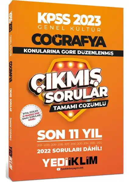 Yediiklim Yayınları KPSS Coğrafya Tamamı Çözümlü Son 11 Yıl Soru Kaynağı 2023