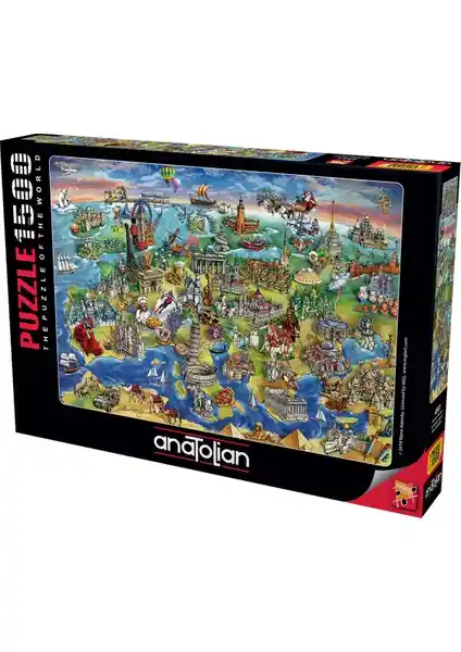 Anatolian 1500 Parçalık Avrupa Haritası Puzzle Yüksek Kaliteli Eğitici Oyun