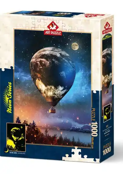 Art Puzzle Ay'a Yolculuk Neon Işıklı 1000 Parça Yetişkin Puzzle Dekoratif ve Zorlu Eğlence