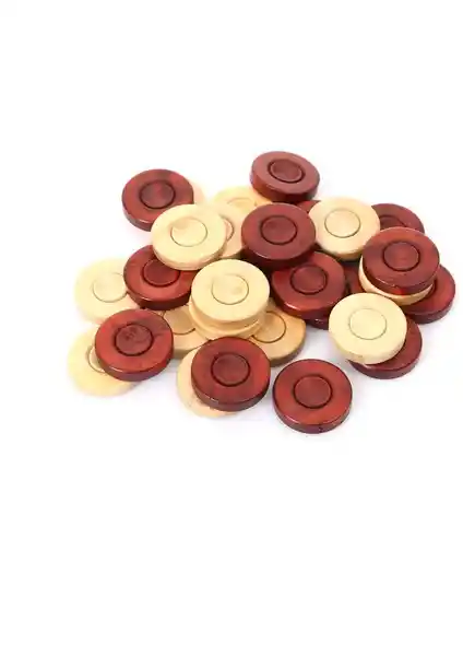 El İşçiliğiyle Tasarlanmış Kızıl Renkli Şimşir Tavla Pulu, Kaliteli ve Şık Oyun Aksesuarı