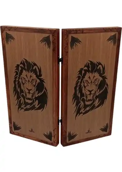 El Yapımı Simya Figür Aslan Baş Ceviz Kaplama Tavla Modern Tasarım ve Sanatın Buluşması