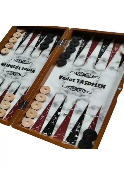 Kişiye Özel İsimli Ahşap Büyük Boy Tavla Takımı - Dayanıklı ve Estetik Tasarım