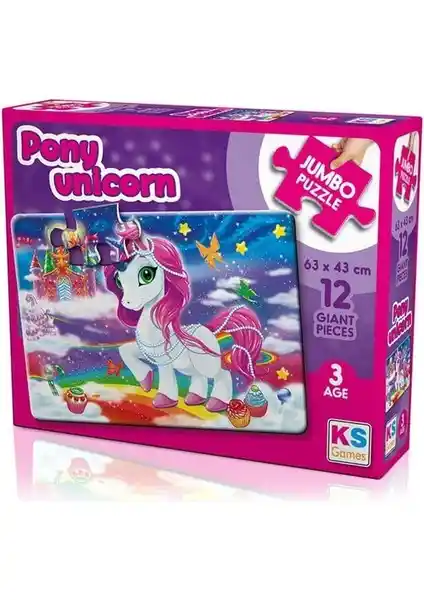 KS Games Pony Unicorn 12 Parça Jumbo Boy Puzzle Çocuklar İçin Eğitici ve Güvenli Bir Oyuncak
