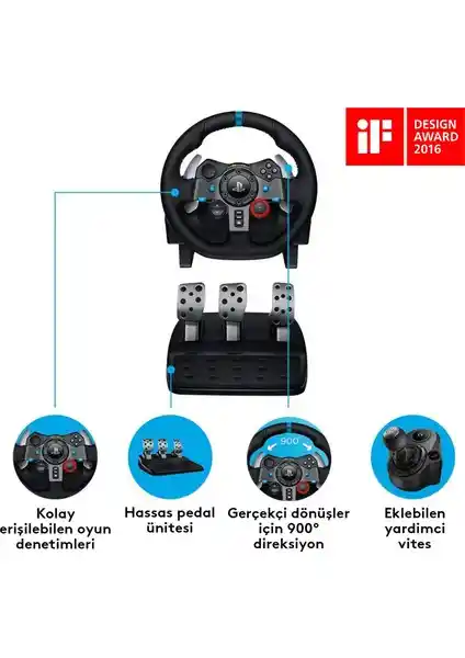 Logitech G G29 Yarış Direksiyonu PS5, PS4 ve PC Uyumlu Yüksek Performanslı