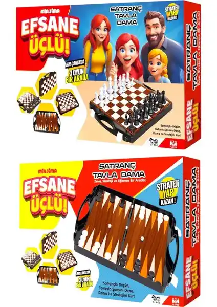 Miajima Çok Amaçlı Masa Oyun Seti Tavla, Satranç ve Dama ile Eğlenceyi Keşfedin
