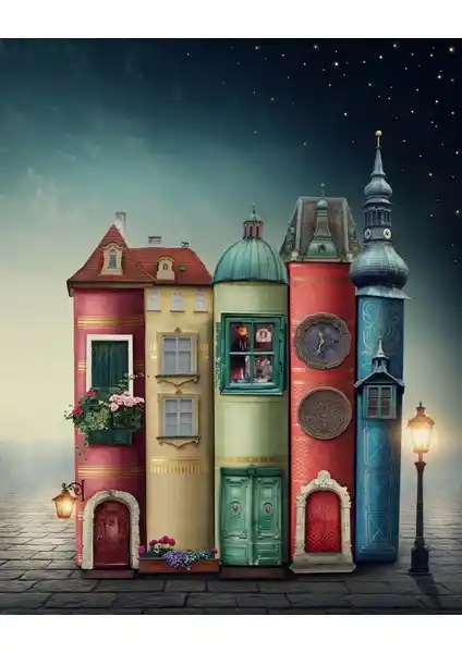 Nova Puzzle 1000 Parça Geceyi Aydınlatan Kitaplar Puzzle - Sanat ve Dekorasyon İçin Uygun