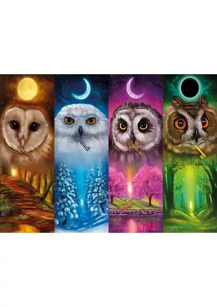 Nova Puzzle Dört Mevsim Baykuşlar 1000 Parça Puzzle Doğa ve Hayvan Teması