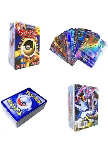Pasifix 100 Adet Gx Mega Efsanevi Pokemon Kartları Seti Koleksiyon ve Oyun İçin İdeal