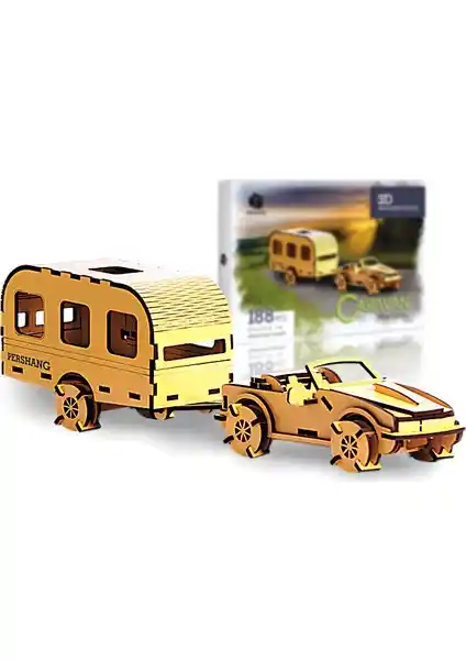 Pershang Karavan 188 Parça Ahşap 3D Puzzle - Güvenli ve Yaratıcı Çocuk Oyuncağı