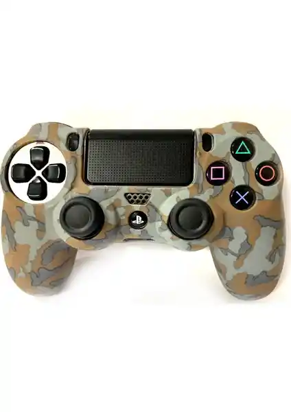 Sony PS4 DualShock 4 Silikon Kılıf Yeşil Askeri Desenli Koruma ve Estetik Sağlar