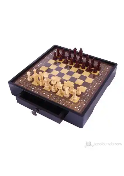 Star Çekmeceli Ceviz Satranç Takımı Büyük Boy ve Estetik Tasarım