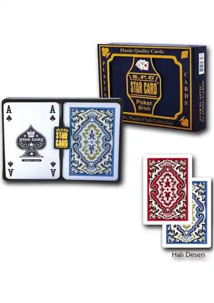 Star Halı Desenli Plastik Iskambil Kartı Çift Deste: Dayanıklı ve Estetik Tasarım