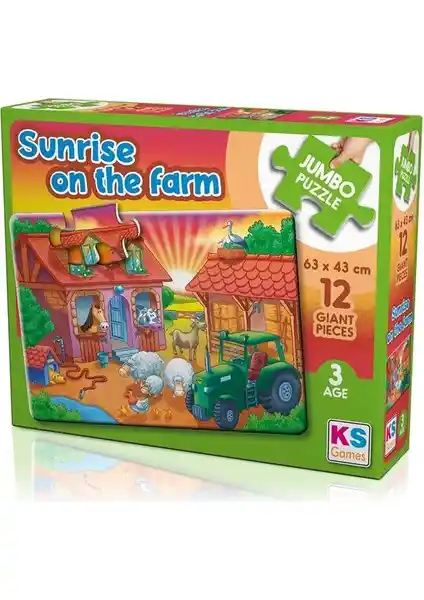 Sunrise On The Farm Jumbo Puzzle 12 Parça: Eğitici ve Güvenli Çocuk Oyuncağı