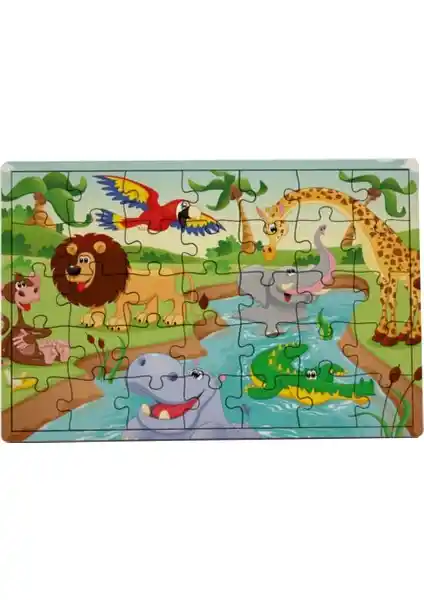 Woodylife Nehir Yüzen Hayvanlar 35 Parça Puzzle Çocuklar İçin Eğitici Oyuncak