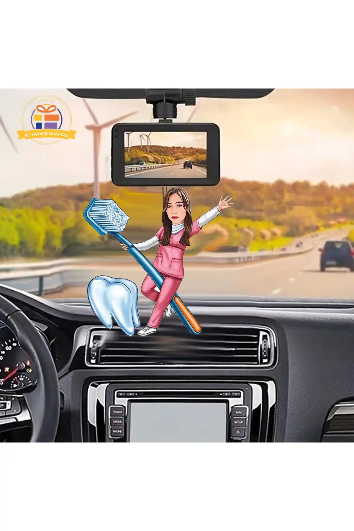 3D Ahşap Dekoratif Biblo Diş Hekimi ve Araba Dikiz Aynası Süsü Modern Tasarım