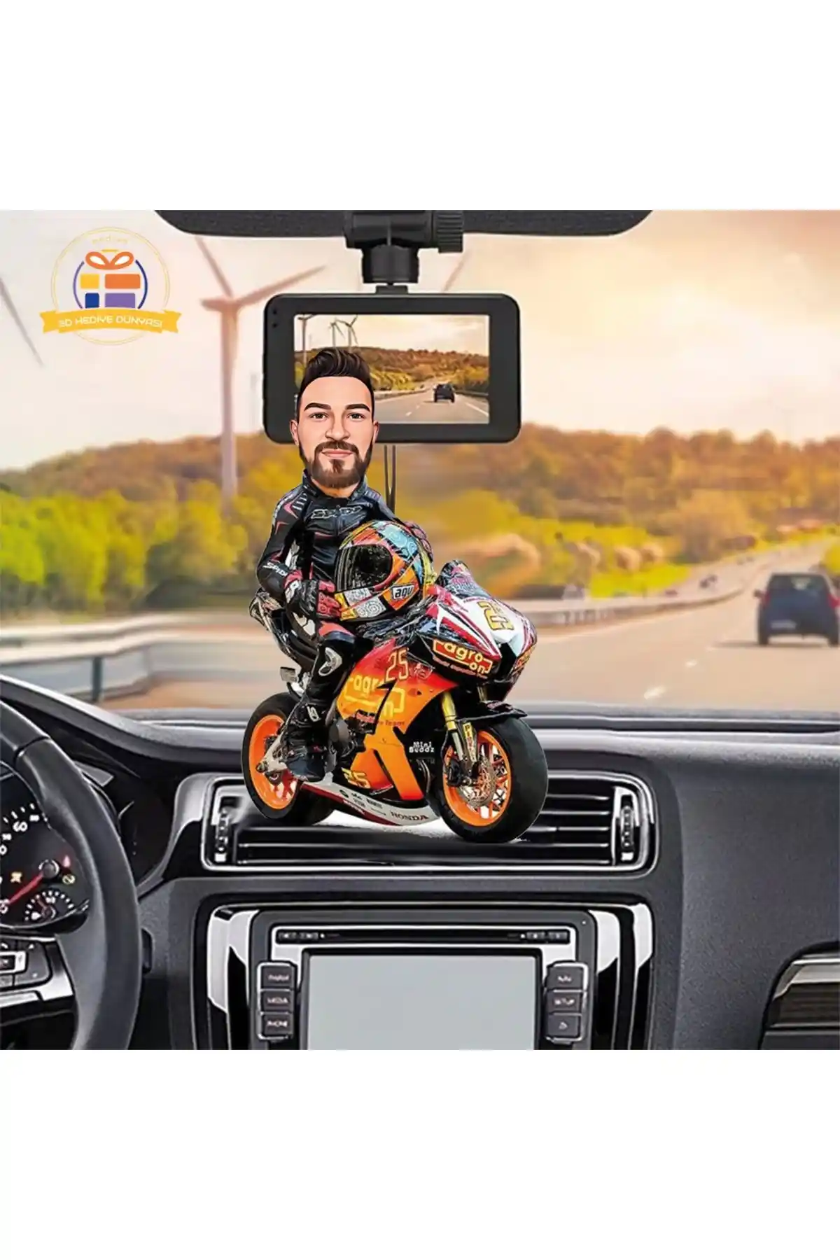 3D Hediye Dünyası Araba Dikiz Aynası Süsü Modern ve Estetik Dekoratif Aksesuar