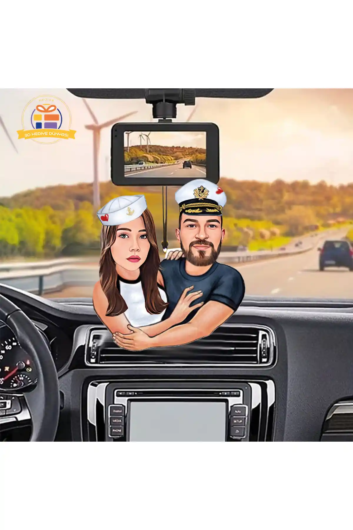 3D Kaptan ve Eş Karikatürü Ahşap Dekoratif Süs Modern Tasarım ve Çok Amaçlı Kullanım