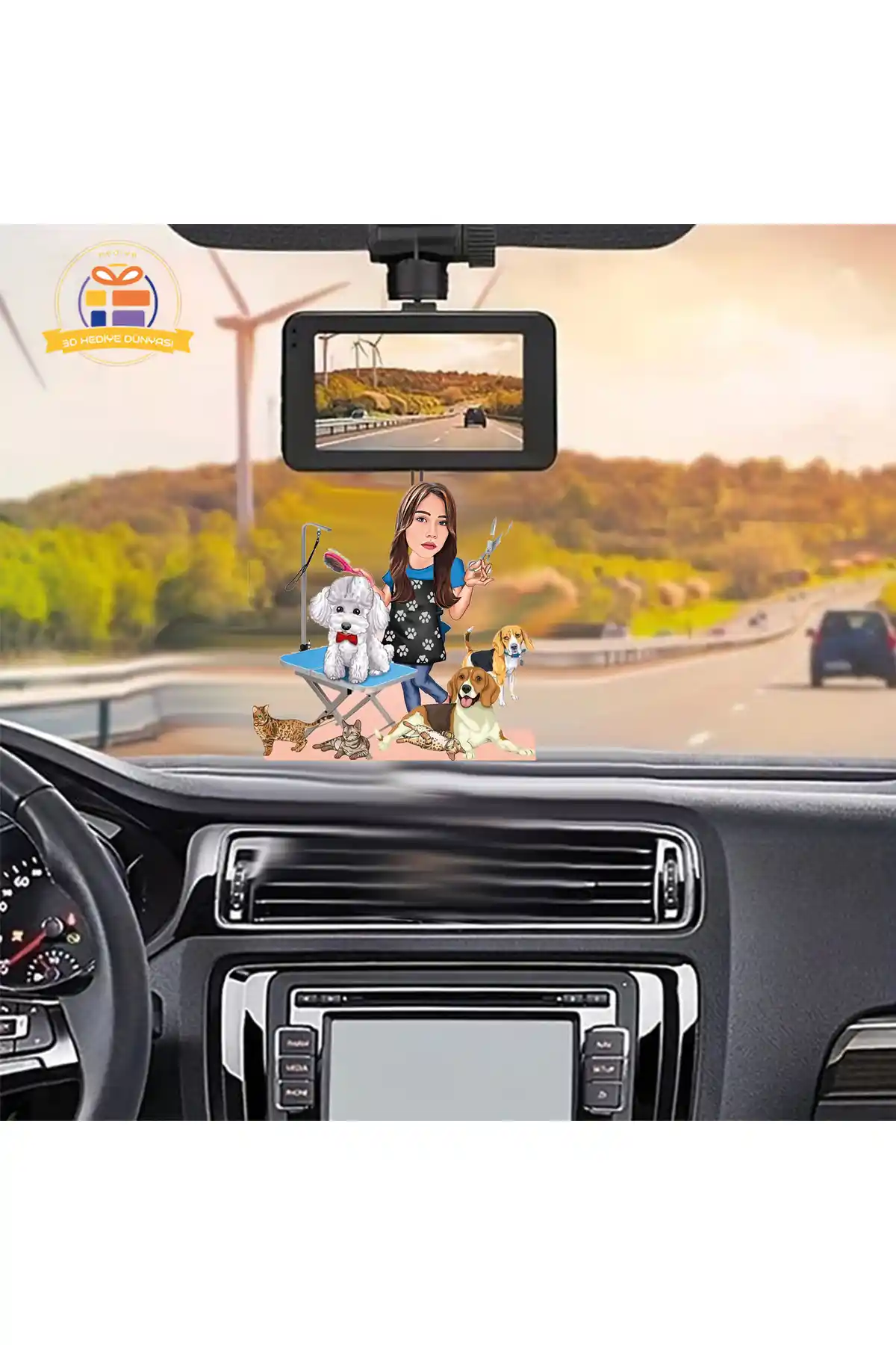 3D Veteriner Karikatürü Ahşap Dekorasyon Parçası Otomobil ve Mekanlar İçin