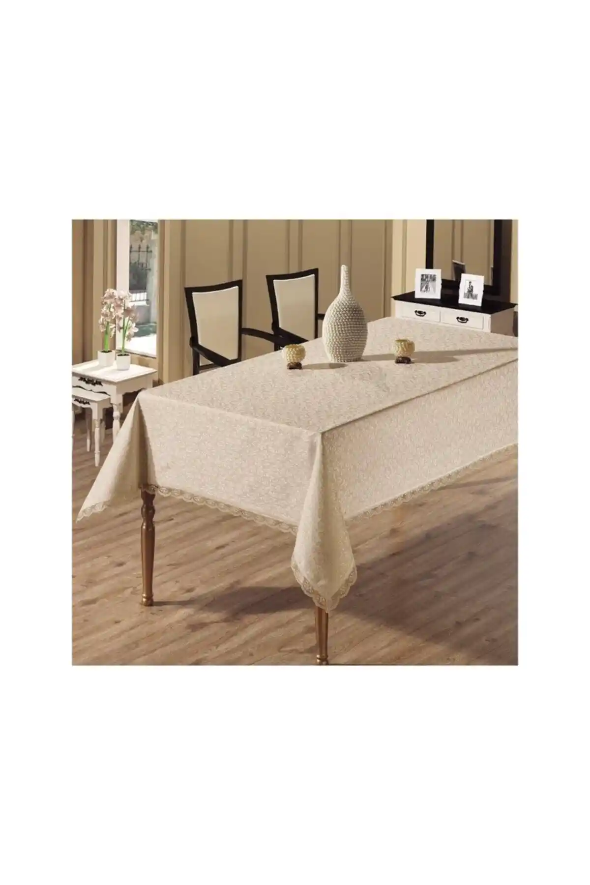 Apakay Cappuccino Fransız Güpürlü Lüx Dikdörtgen Masa Örtüsü Şıklık ve Pratiklik Sunar