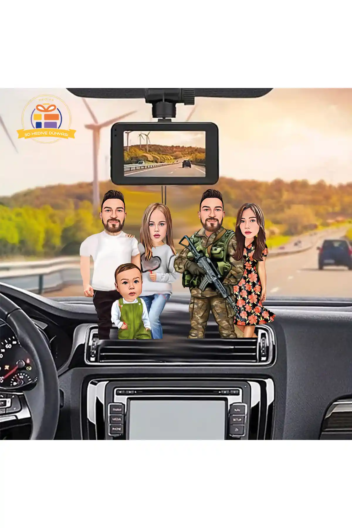 Askeri Temalı Ahşap Dikiz Aynası Süsü - Modern ve Dayanıklı Dekoratif Aksesuar