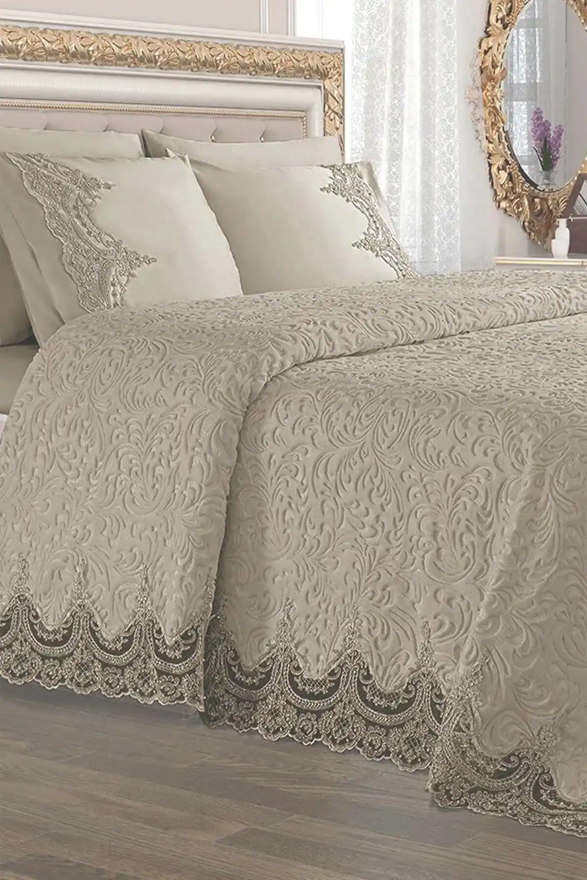 Çeyiz Diyarı Fransız Güpürlü Çift Kişilik Battaniye Takımı Estetik ve Dayanıklı Tasarım