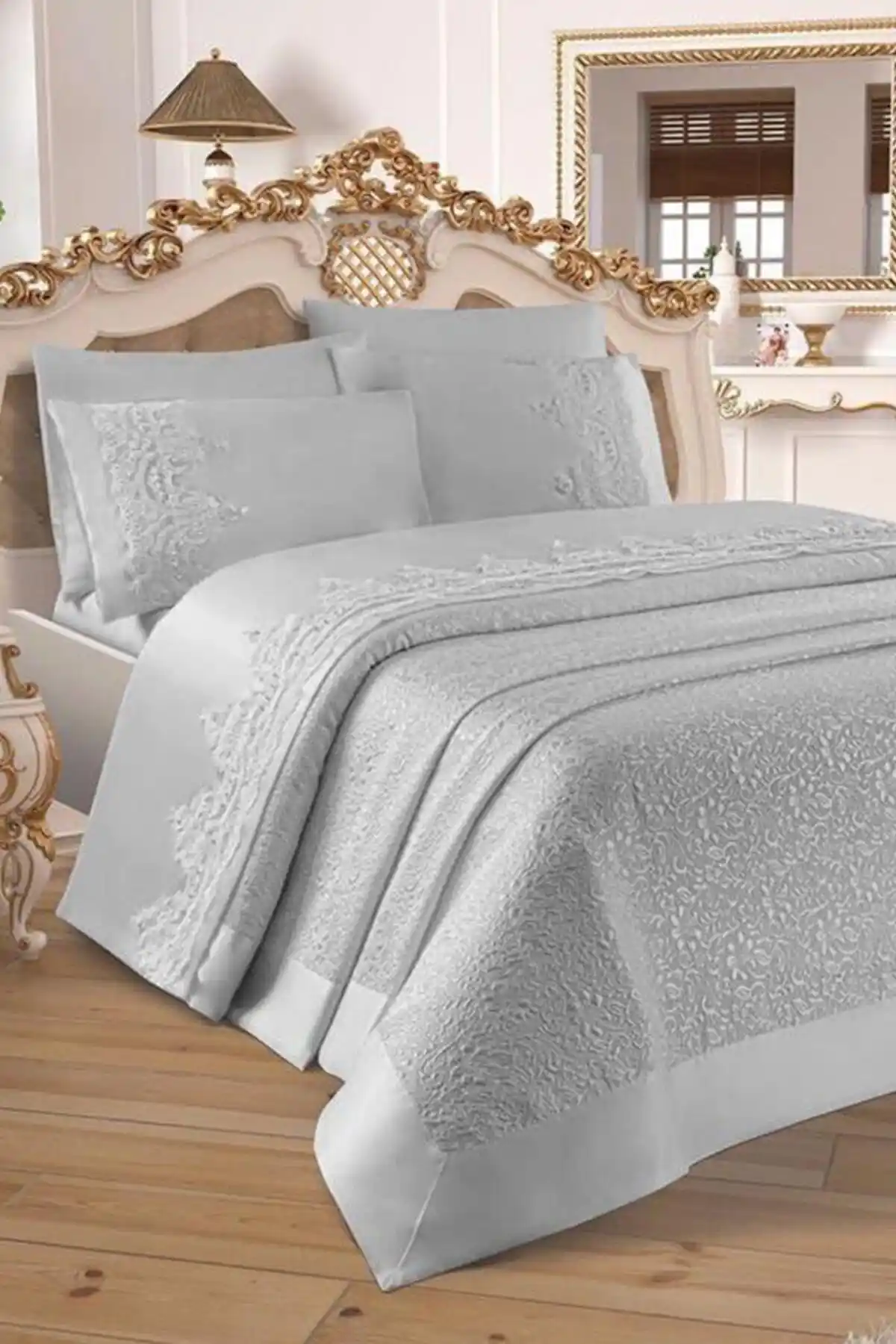 Çeyiz Diyarı Fransız Güpürlü Diana Pike Seti: Şık ve Dayanıklı Çift Kişilik Yatak Takımı