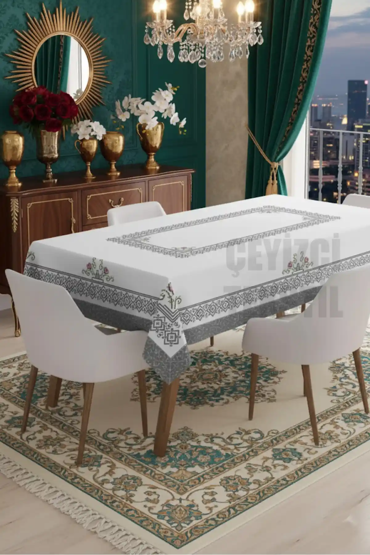 Çeyizci Tekstil Özel Tasarım Dijital Baskılı Masa Örtüsü: Şıklık ve Dayanıklılık Bir Arada