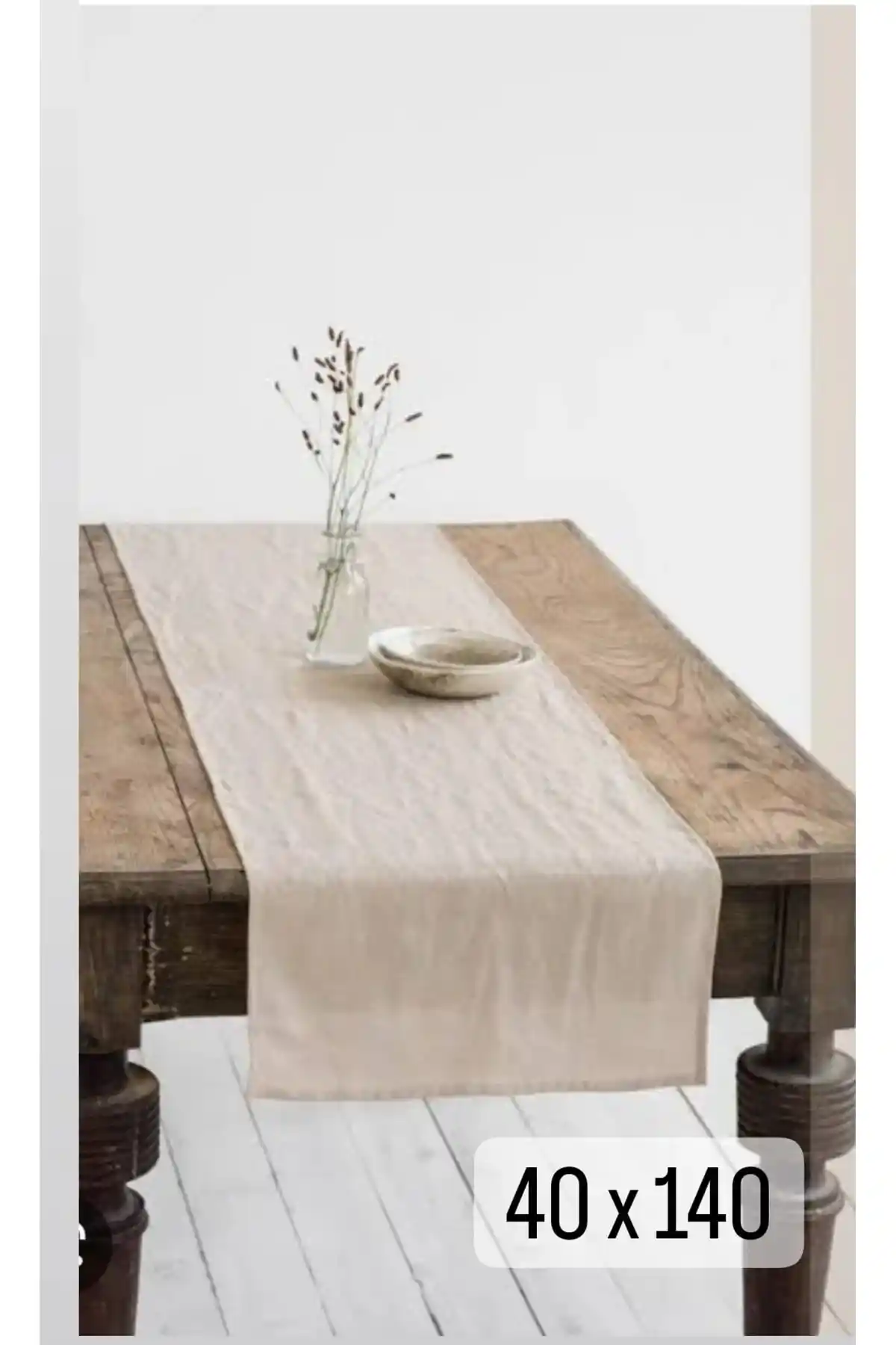 El Yapımı Organik Pamuk ve Keten Kısa Masa Koşusu 40x140 Modern ve Şık Tasarım