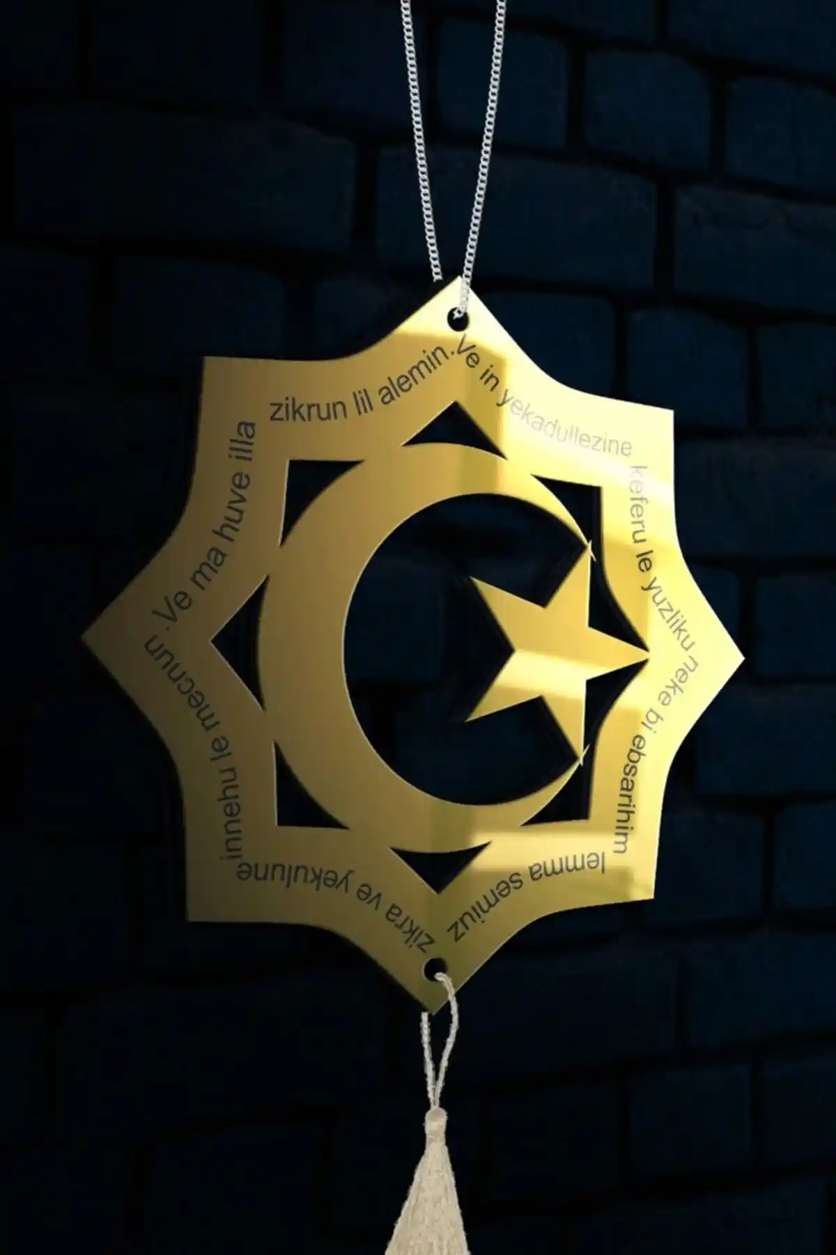 Genel Markalar Ay Yılz Pleksi Dikiz Ayna Süsü Modern Dekoratif ve Kültürel Anlamlar Taşıyan Ürün