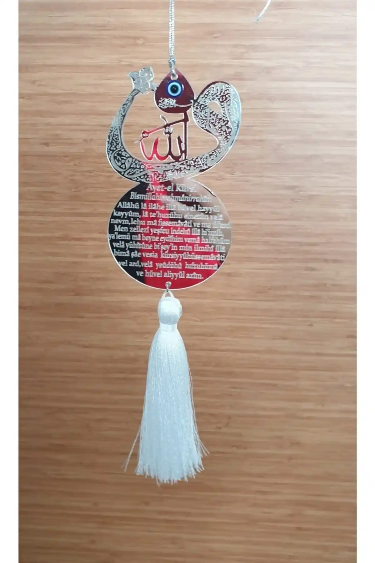 Gümüş Renk Lazer Kesim Dini Sembollü Dikiz Aynası Süsü Araç Dekoru