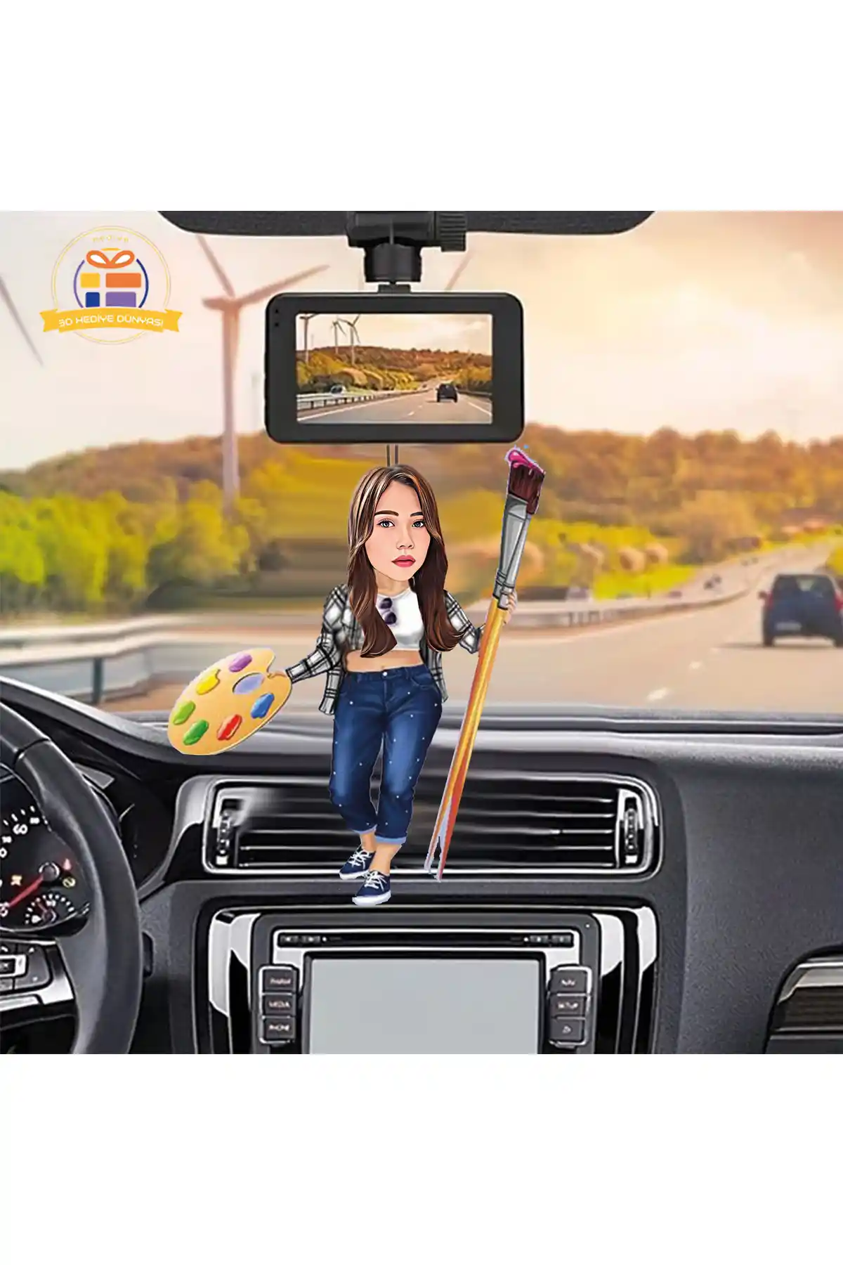 Modern ve Şık 3D Ressam Karikatürü Dekorasyon Unsuru Ev ve Araç İçin