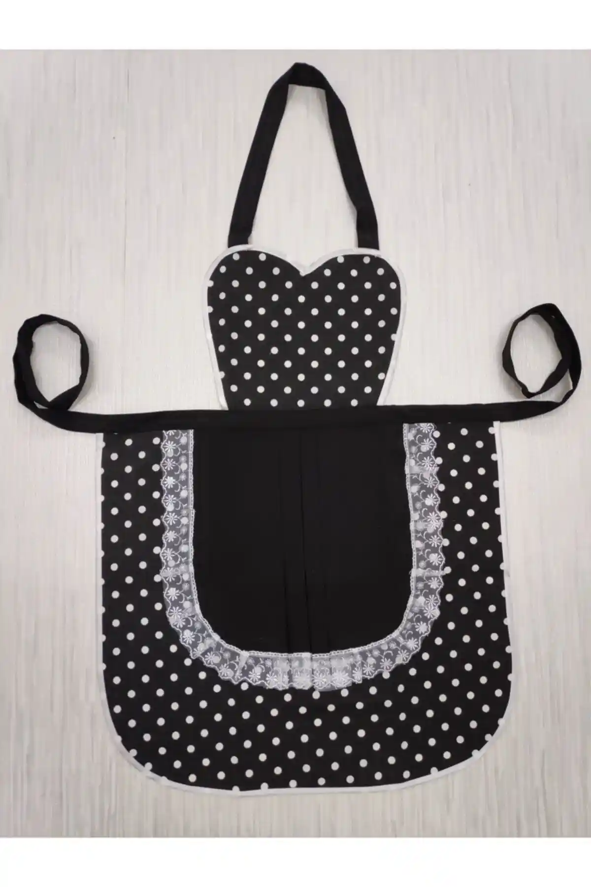 MoT Dekor Su Geçirmez Güpürlü Siyah Modern Pamuk Kumaş Mutfak Önlüğü M1903