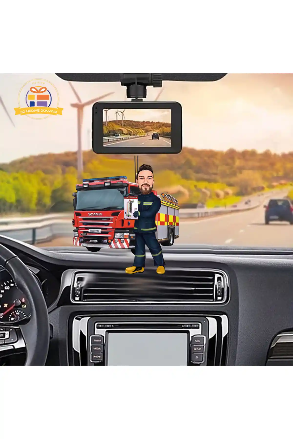 Yangın Söndüren İtfaiyeci Eri Karikatürü Aracınıza Şık ve Anlamlı Bir Dokunuş Sağlar