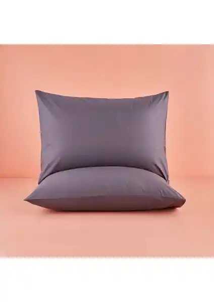 Bella Maison %100 Pamuk Saten Supreme 2'li Yastık Kılıfı Antrasit 50x70 cm