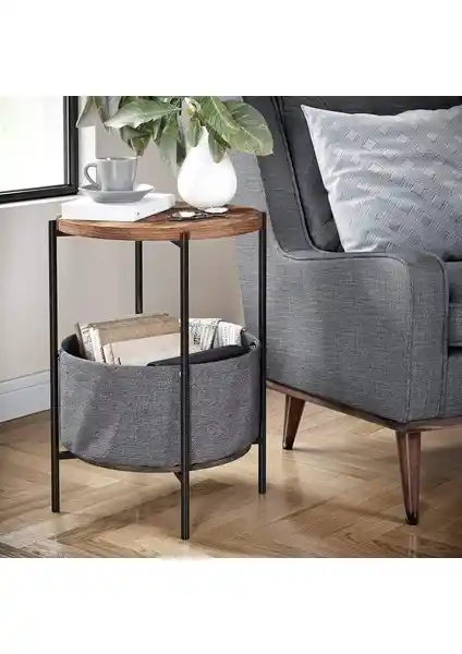 Boss Group Sehpa Geniş Çantalı Kitaplık ve Çiçeklik Metal Ayaklı Atlantik Çam Tasarımı