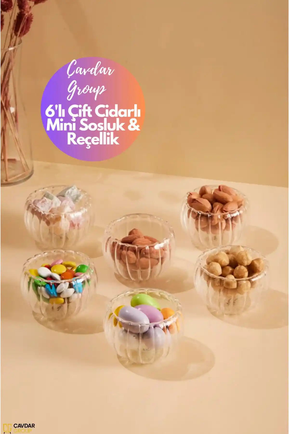 Çavdar Group 6'lı Çift Cidarlı Çizgili Mini Sosluk & Reçellik Seti Özellikleri