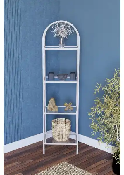 Dekopratik Mona Beyaz Köşe Kitaplık: Modern Tasarım ve Fonksiyonel Raf Çözümü