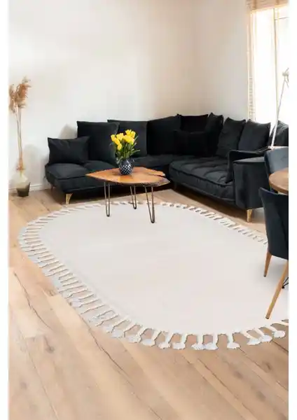 Dijidekor Açık Vizon-Krem Oval Post Dokuma Halı: Modern ve Konforlu Ev Dekorasyonu İçin İdeal