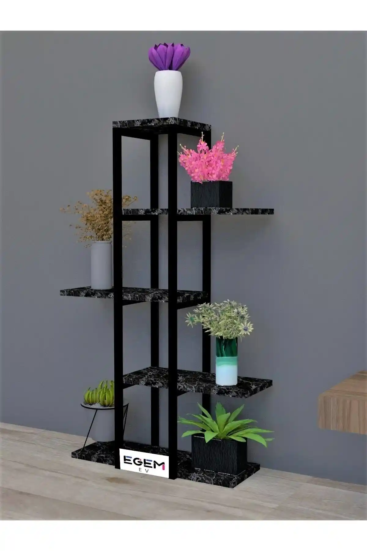 EGEMEV Dekoratif 5 Raflı Çiçeklik: Modern Tasarım ve Sağlam Fonksiyonellik